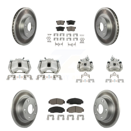 Front Rear Disc Brake Caliper Coated Rotors And Ceramic Pads Kit (10Pc) For Honda Accord KCG-101091C