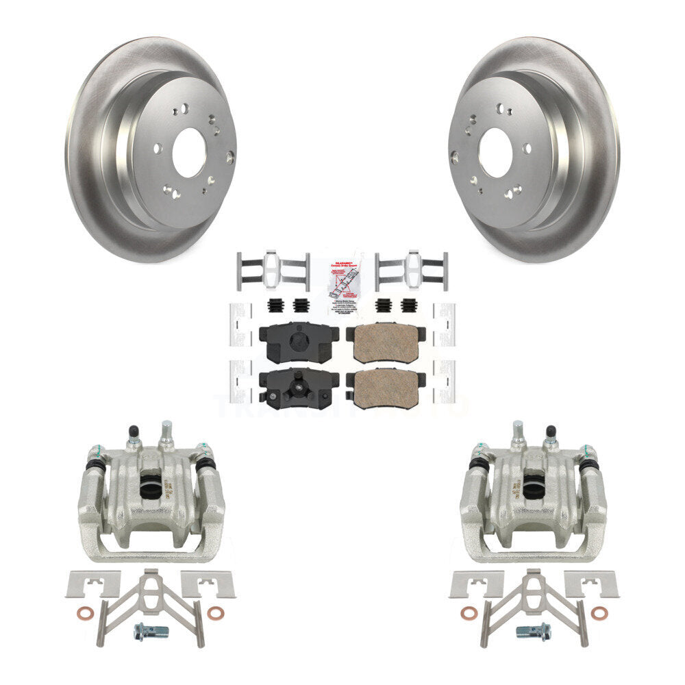 Rear Disc Brake Caliper Coated Rotors And Ceramic Pads Kit For Honda CR-V Acura RDX KCG-101091N by Transit Auto