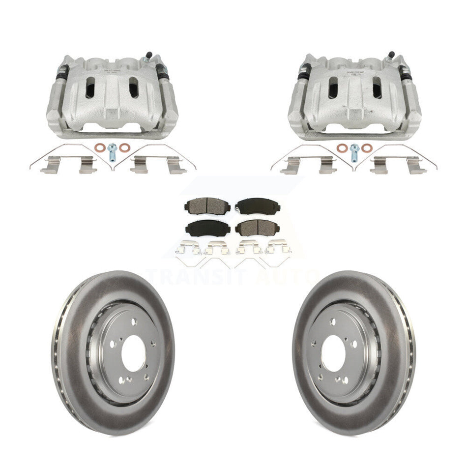 Front Disc Brake Caliper Coat Rotors & Semi-Metallic Pad Kit For 2015-2017 Honda Odyssey KCG-101091S