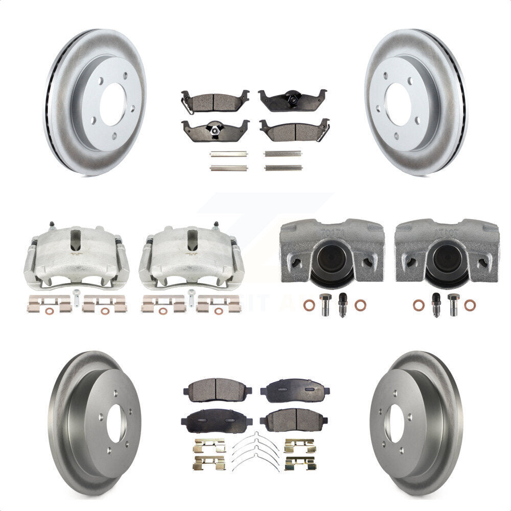 Front Rear Disc Brake Caliper Coated Rotors And Ceramic Pads Kit (10Pc) For 2004 Ford F-150 4WD With 5 Lug Wheels 11th Digit Of Vin Is C KCG-101091T by Transit Auto