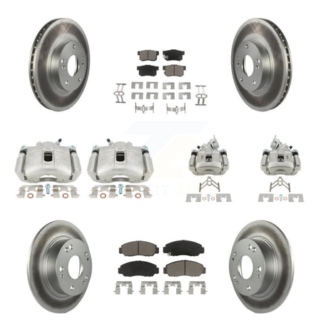 Front Rear Disc Brake Caliper Coated Rotors And Ceramic Pads Kit (10Pc) For Honda Accord KCG-101092C