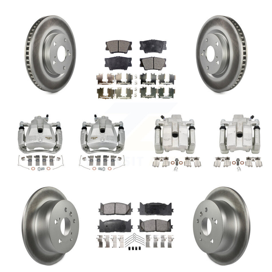 Front Rear Brake Caliper Coat Rotors Semi-Metallic Pad Kit (10Pc) For Toyota Camry Lexus KCG-101092P