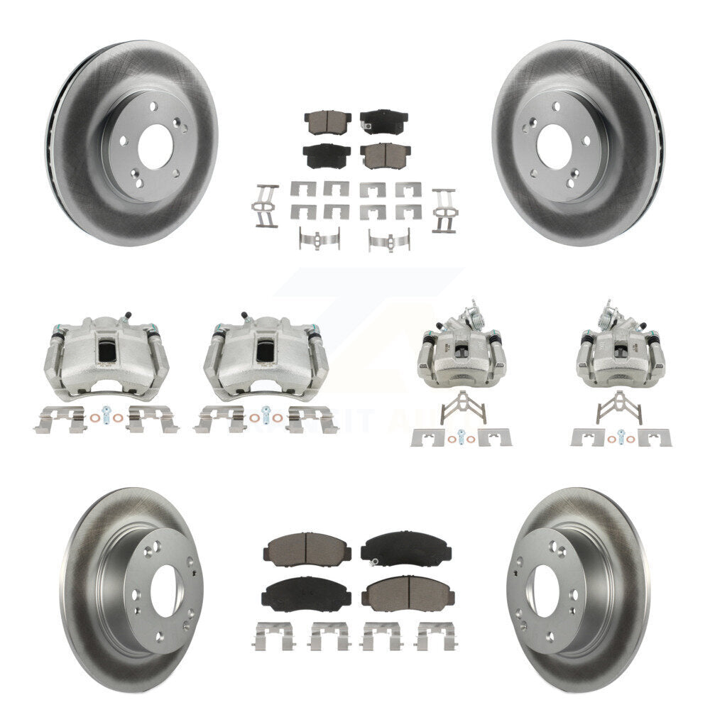 Front Rear Disc Brake Caliper Coated Rotors And Ceramic Pads Kit (10Pc) For Honda Accord KCG-101093C