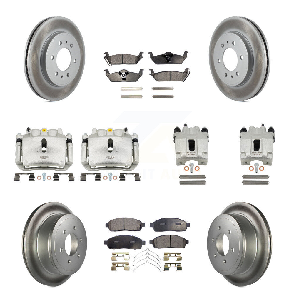 Front Rear Disc Brake Caliper Coated Rotors And Ceramic Pads Kit (10Pc) For Ford F-150 KCG-101093T