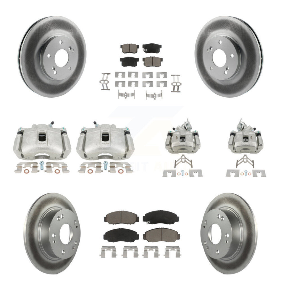 Front Rear Disc Brake Caliper Coated Rotors And Ceramic Pads Kit (10Pc) For Honda Accord KCG-101094C