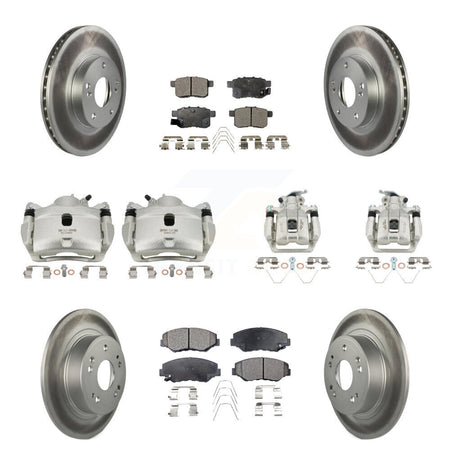 Front Rear Disc Brake Caliper Coat Rotor & Semi-Metallic Pad Kit (10Pc) For Honda Accord KCG-101094P