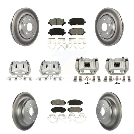 Front Rear Brake Caliper Coat Rotor Semi-Metallic Pad Kit (10Pc) For 15-17 Honda Odyssey KCG-101094S
