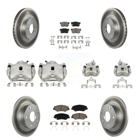 Front Rear Disc Brake Caliper Coated Rotors And Ceramic Pads Kit (10Pc) For Honda Accord KCG-101095C