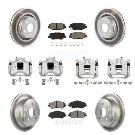 Front Rear Disc Brake Caliper Coat Rotors Semi-Metallic Pad Kit (10Pc) For Jeep Wrangler KCG-101096S