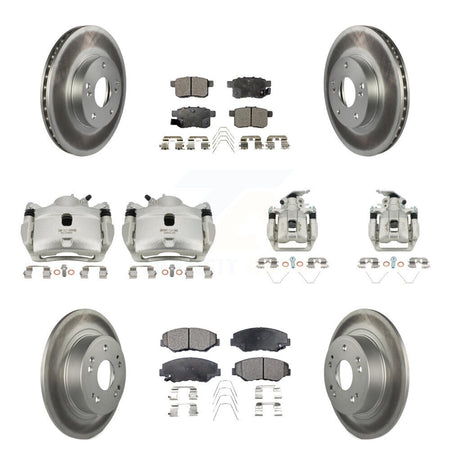Front Rear Disc Brake Caliper Coat Rotor & Semi-Metallic Pad Kit (10Pc) For Honda Accord KCG-101097P