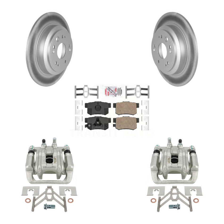 Rear Disc Brake Caliper Coated Rotors And Ceramic Pads Kit For 2010-2011 Honda Accord Crosstour KCG-101098N