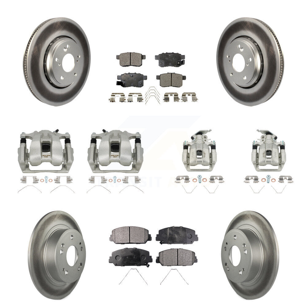 Front Rear Disc Brake Caliper Coat Rotor & Semi-Metallic Pad Kit (10Pc) For Honda Accord KCG-101098P