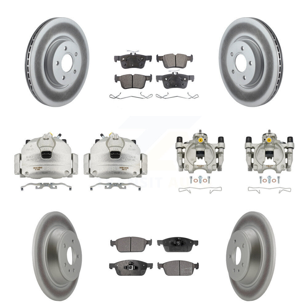 Front Rear Brake Caliper Coat Rotor & Ceramic Pad Kit (10Pc) For Ford Escape Lincoln MKC KCG-101098T