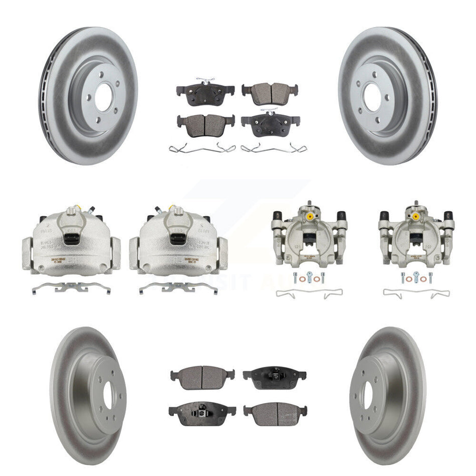 Front Rear Brake Caliper Coat Rotor & Ceramic Pad Kit (10Pc) For Ford Escape Lincoln MKC KCG-101098T