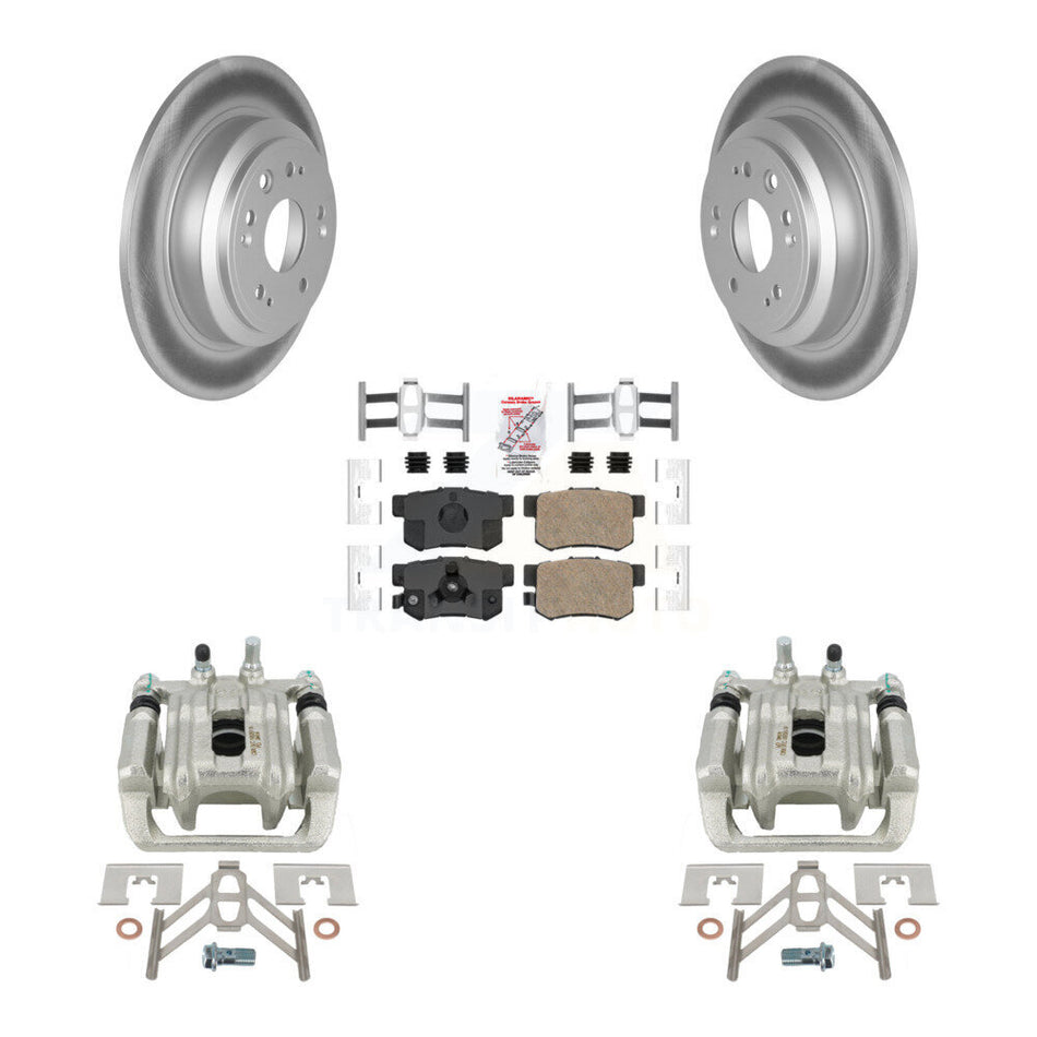 Rear Disc Brake Caliper Coated Rotors And Ceramic Pads Kit For 2010-2011 Honda Accord Crosstour KCG-101099N
