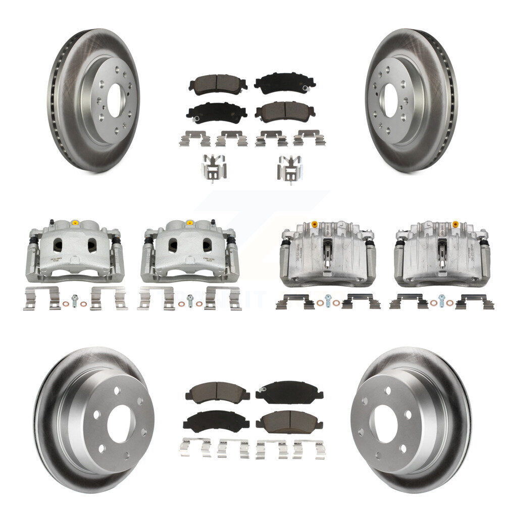 Front Rear Disc Brake Caliper Coated Rotors And Ceramic Pads Kit (10Pc) For KCG-101101C