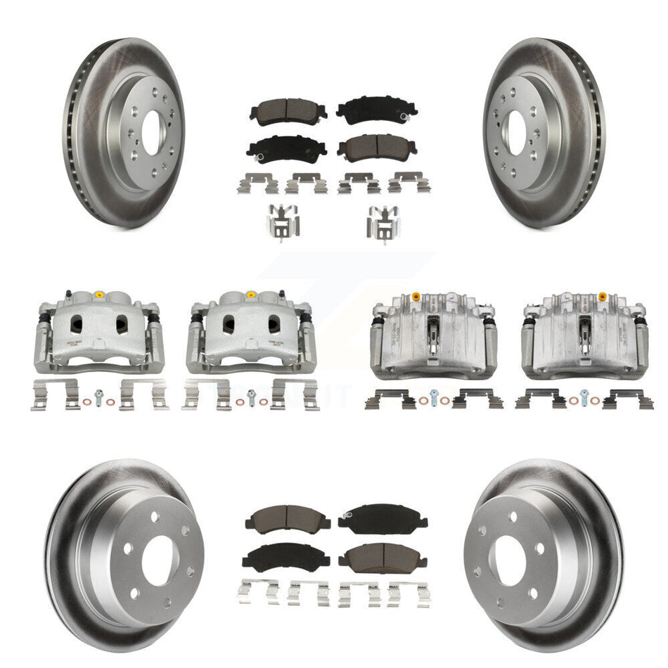 Front Rear Disc Brake Caliper Coated Rotors And Ceramic Pads Kit (10Pc) For KCG-101101C