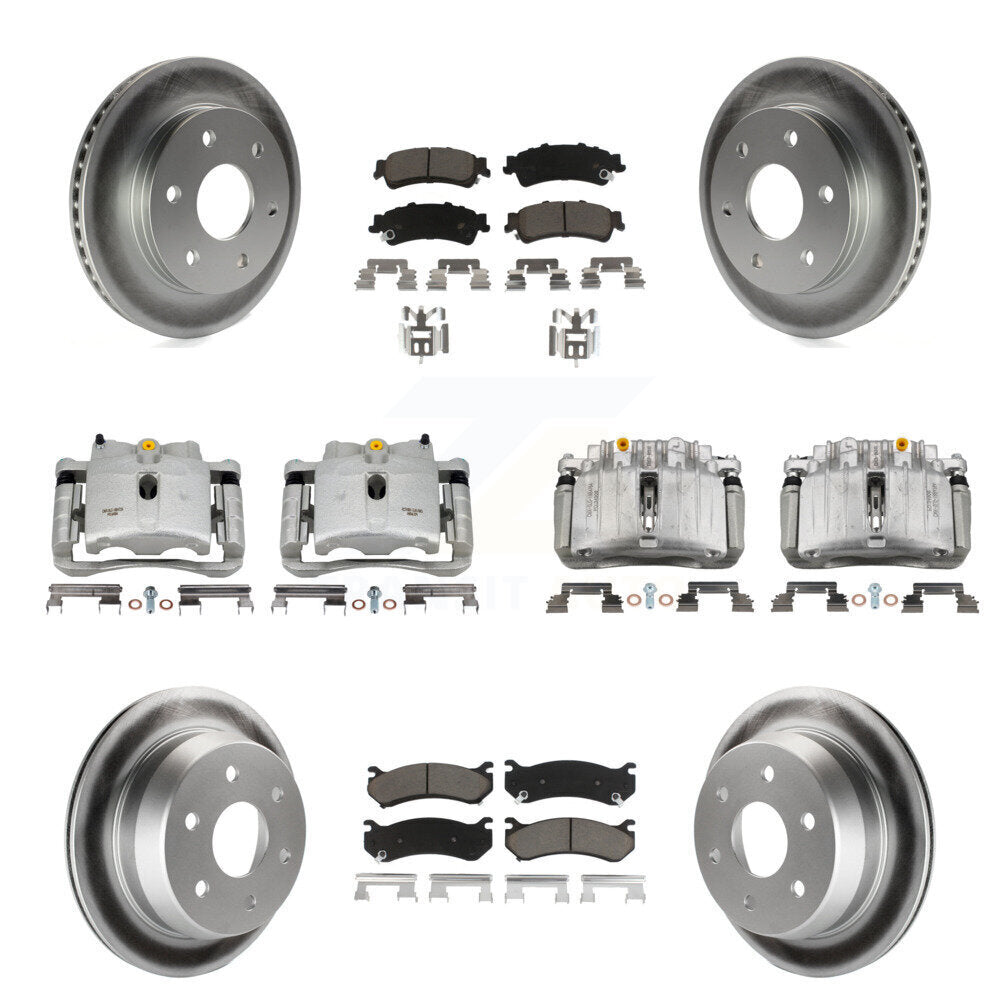 Front Rear Brake Caliper Coat Rotors Ceramic Pad Kit (10Pc) For Chevrolet Silverado 1500 KCG-101102C
