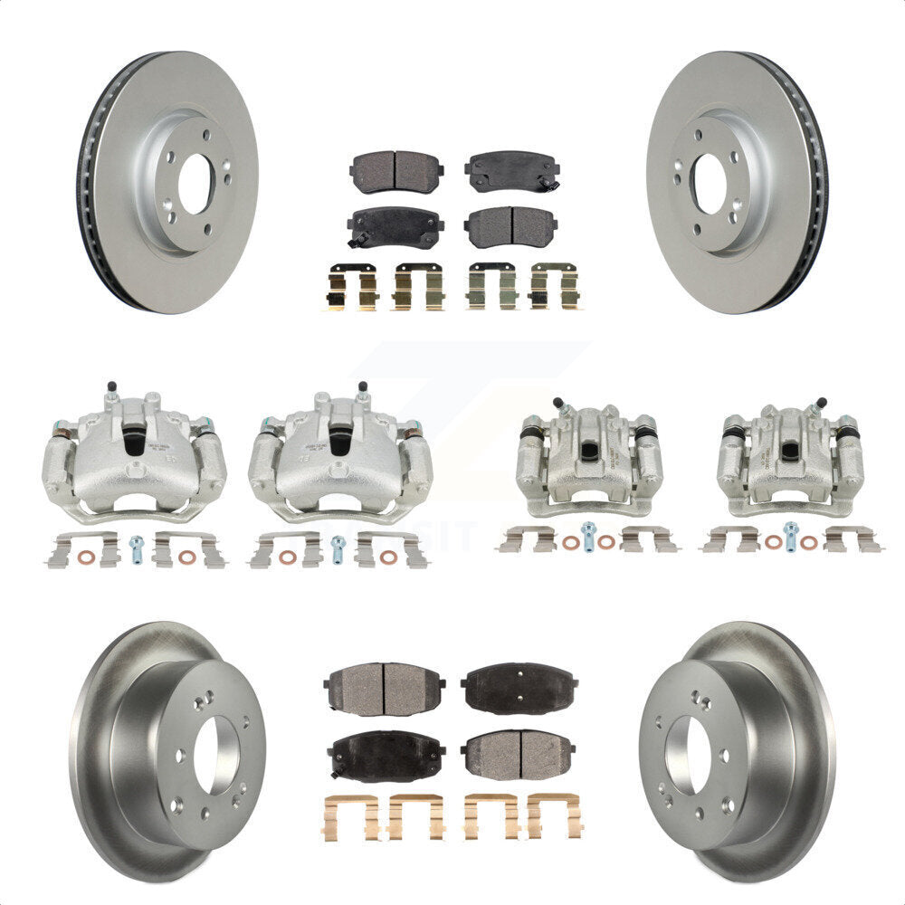 Front Rear Disc Brake Caliper Coated Rotors And Semi-Metallic Pads Kit (10Pc) For Kia Forte5 2.0L KCG-101102P by Transit Auto