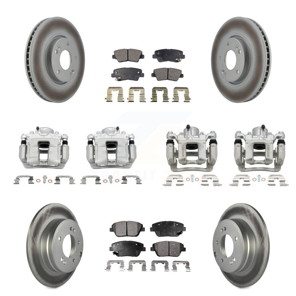 Front Rear Brake Caliper Coat Rotor Ceramic Pad Kit (10Pc) For Hyundai Sonata Kia Optima KCG-101102T