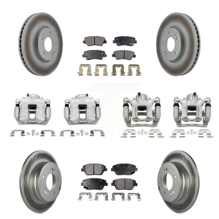 Front Rear Brake Caliper Coat Rotor Ceramic Pad Kit (10Pc) For Hyundai Sonata Kia Optima KCG-101102T