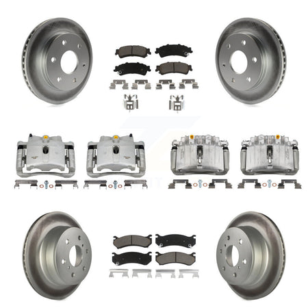 Front Rear Brake Caliper Coat Rotor & Ceramic Pad Kit (10Pc) For GMC Sierra 1500 Classic KCG-101103C