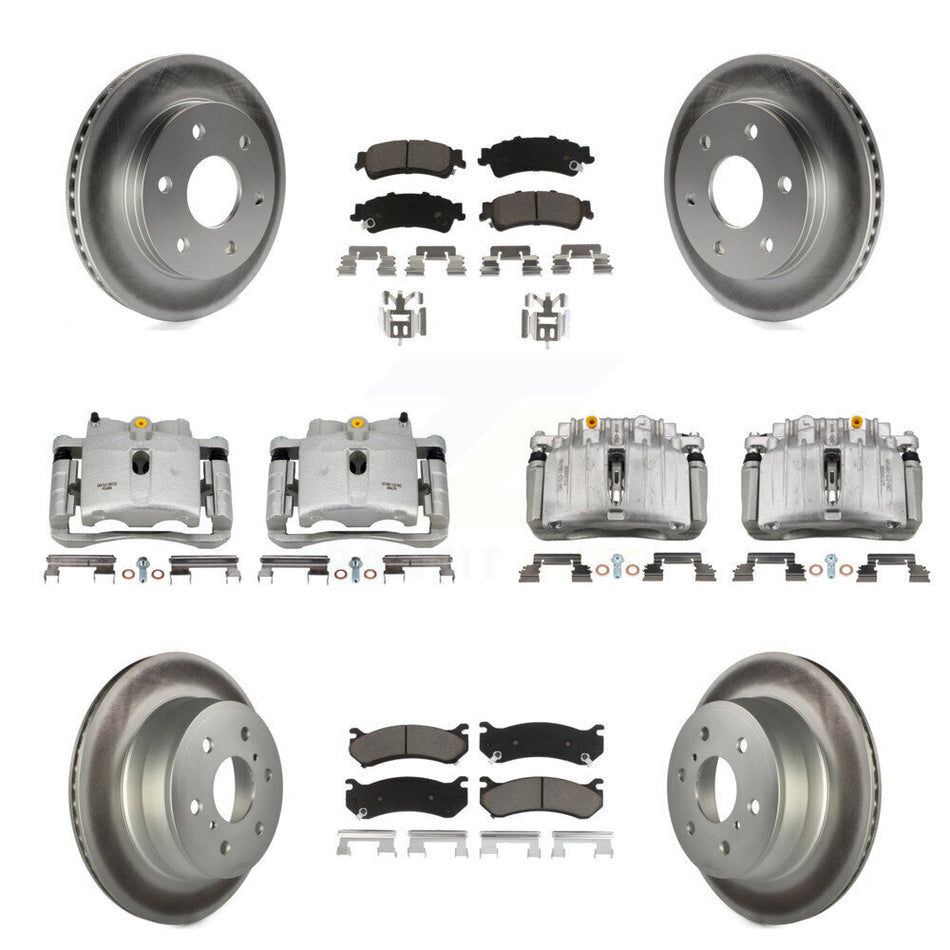 Front Rear Brake Caliper Coat Rotor & Ceramic Pad Kit (10Pc) For GMC Sierra 1500 Classic KCG-101103C