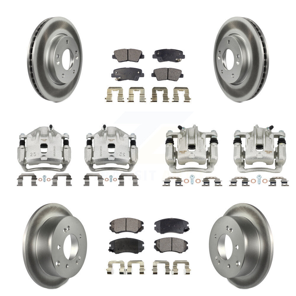 Front Rear Brake Caliper Coat Rotor Semi-Metallic Pad Kit (10Pc) For 10-11 Kia Soul 2.0L KCG-101103P