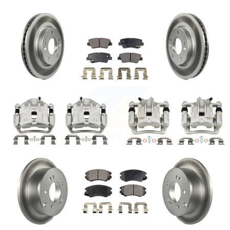 Front Rear Brake Caliper Coat Rotor Semi-Metallic Pad Kit (10Pc) For 10-11 Kia Soul 2.0L KCG-101103P