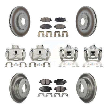 Front Rear Brake Caliper Coat Rotors Ceramic Pad Kit (10Pc) For 2014 Hyundai Sonata 2.0L KCG-101103T