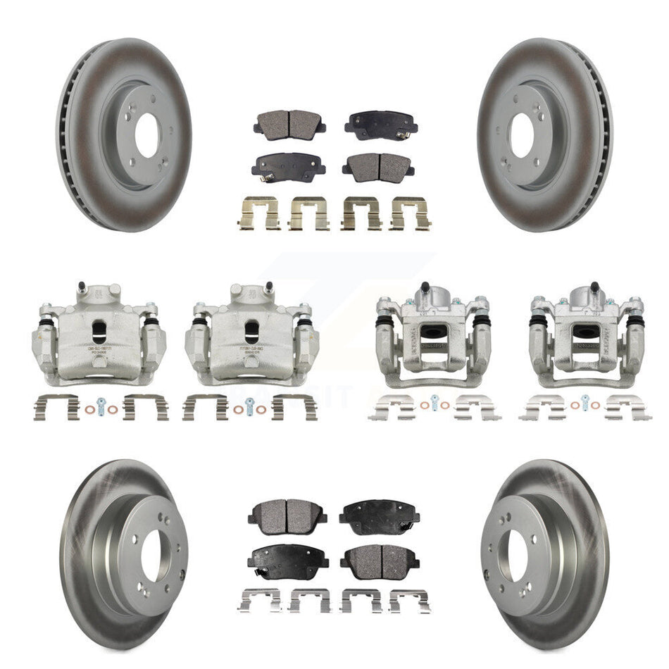 Front Rear Brake Caliper Coat Rotors Ceramic Pad Kit (10Pc) For 2014 Hyundai Sonata 2.0L KCG-101103T