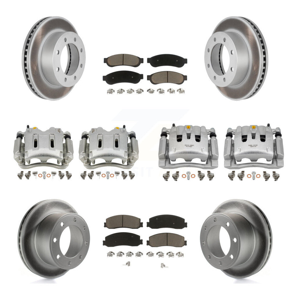 Front Rear Brake Caliper Coat Rotor Ceramic Pad Kit (10Pc) For Ford F-350 Super Duty 4WD KCG-101104C