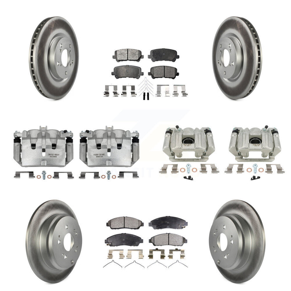 Front Rear Disc Brake Caliper Coat Rotors Semi-Metallic Pad Kit (10Pc) For Acura MDX ZDX KCG-101104P