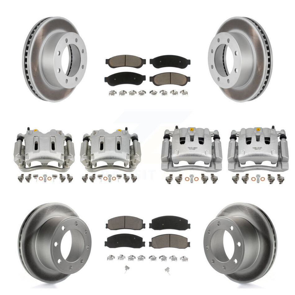 Front Rear Brake Caliper Coat Rotor Ceramic Pad Kit (10Pc) For Ford F-250 Super Duty 4WD KCG-101105C