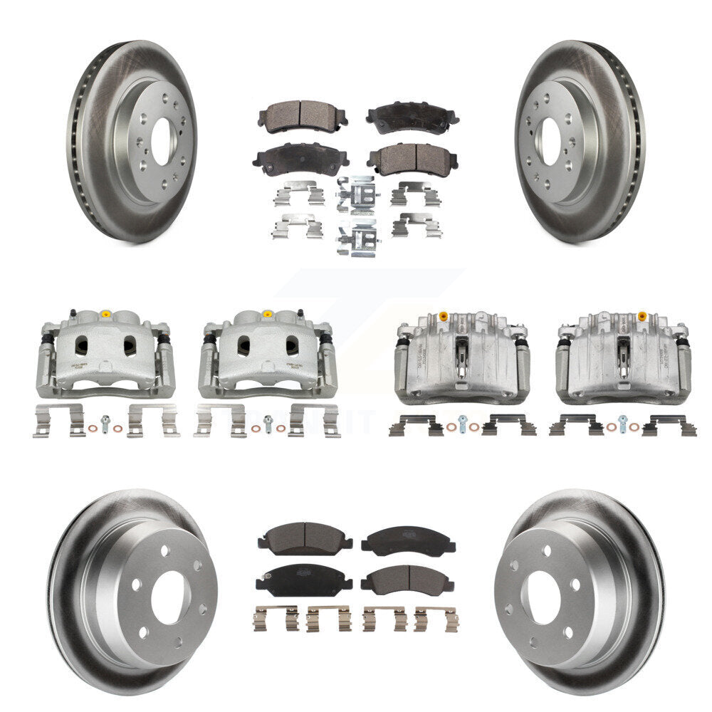 Front Rear Disc Brake Caliper Coated Rotors And Ceramic Pads Kit (10Pc) For KCG-101105T