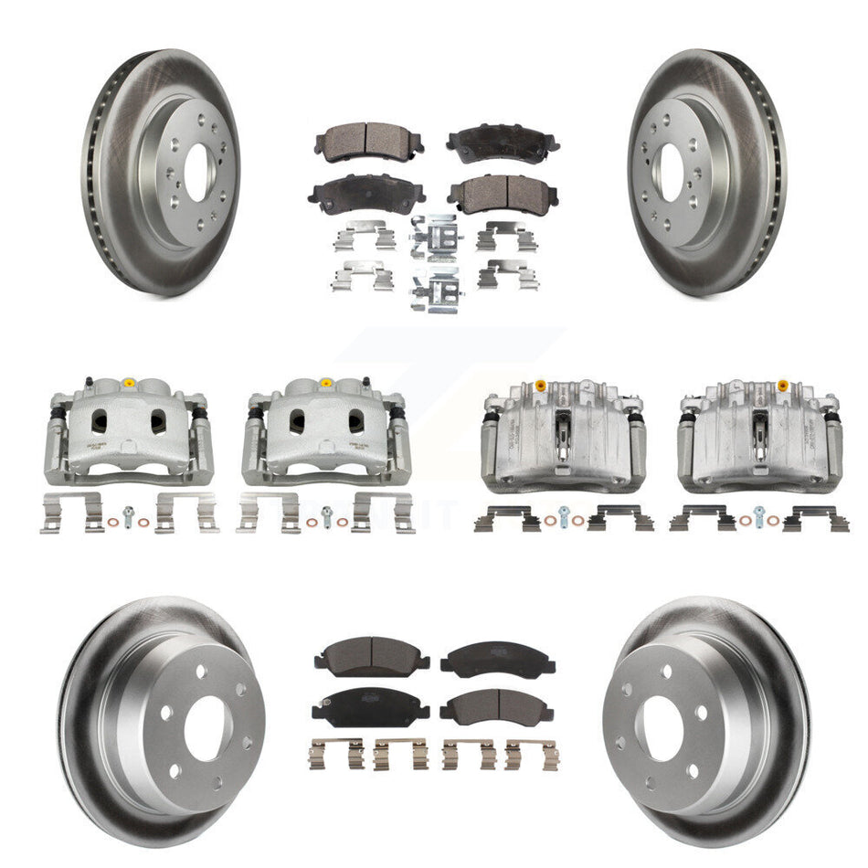 Front Rear Disc Brake Caliper Coated Rotors And Ceramic Pads Kit (10Pc) For KCG-101105T
