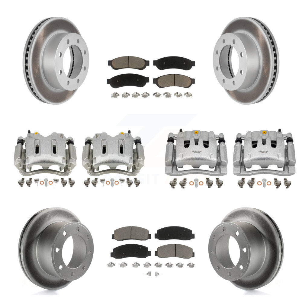 Front Rear Brake Caliper Coat Rotor Ceramic Pad Kit (10Pc) For Ford F-250 Super Duty 4WD KCG-101106C