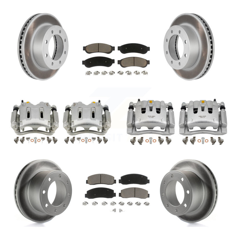 Front Rear Brake Caliper Coat Rotor Ceramic Pad Kit (10Pc) For Ford F-250 Super Duty 4WD KCG-101106C