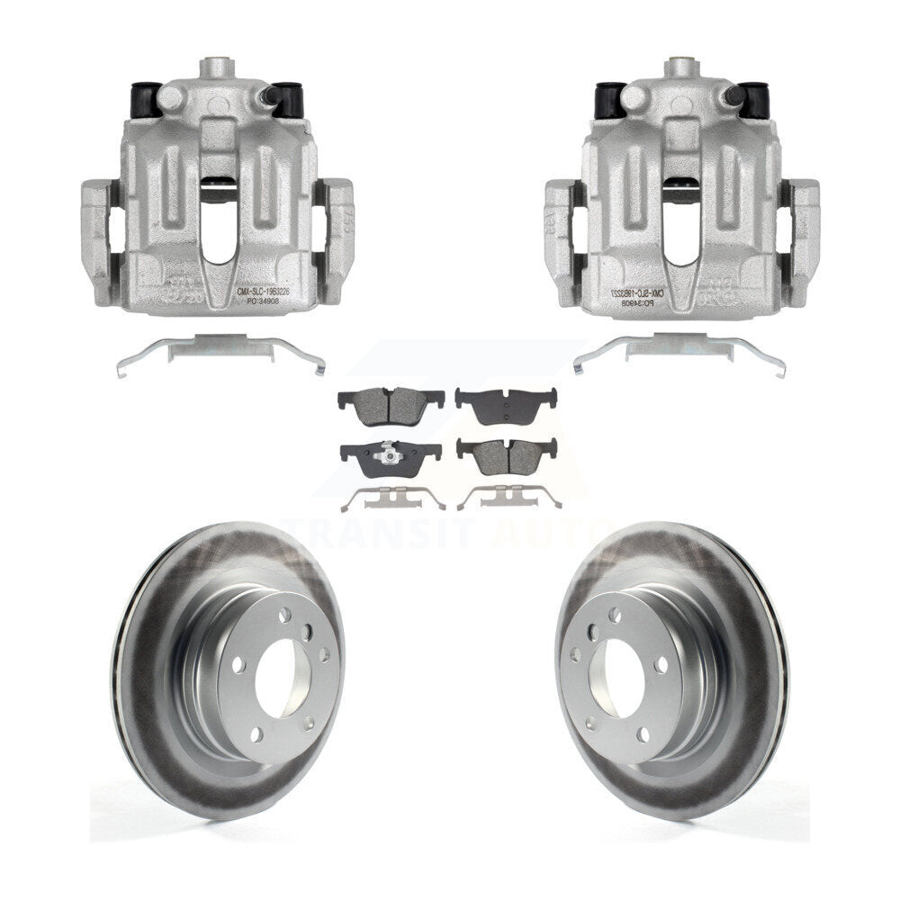 Rear Disc Brake Caliper Coated Rotors And Semi-Metallic Pads Kit For BMW 328i KCG-101106S