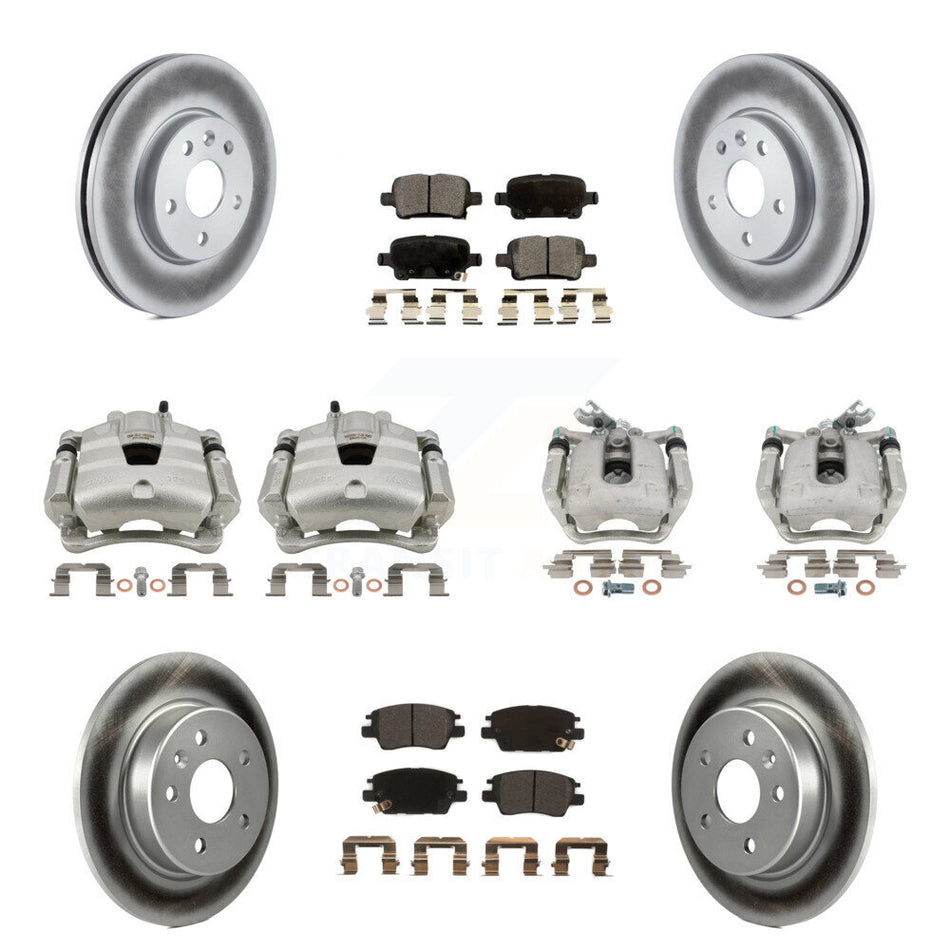 Front Rear Brake Caliper Coat Rotor And Semi-Metallic Pad Kit (10Pc) For Chevrolet Cruze KCG-101107P