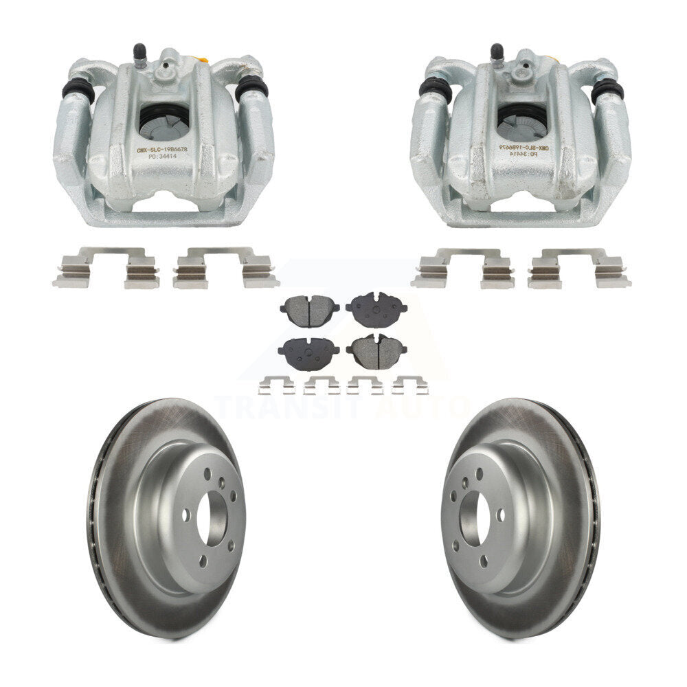 Rear Disc Brake Caliper Coat Rotor Semi-Metallic Pad Kit For BMW 535i xDrive 528i 5 535d KCG-101107S