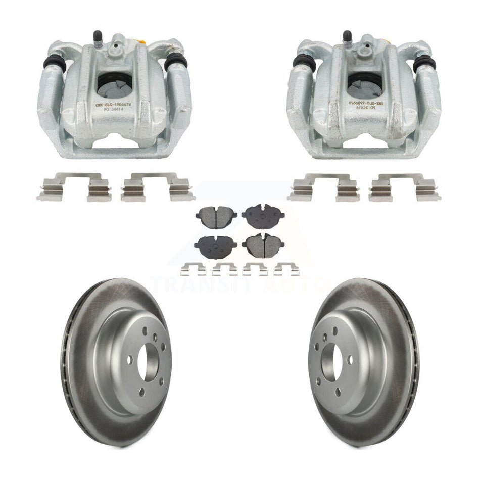 Rear Disc Brake Caliper Coat Rotor Semi-Metallic Pad Kit For BMW 535i xDrive 528i 5 535d KCG-101107S