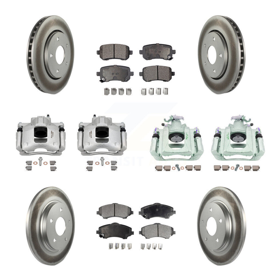 Front Rear Brake Caliper Coat Rotors Ceramic Pad Kit (10Pc) For Dodge Grand Caravan Town KCG-101107T