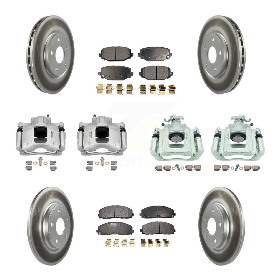 Front Rear Disc Brake Caliper Coated Rotors And Ceramic Pads Kit (10Pc) For Ram C/V KCG-101108T
