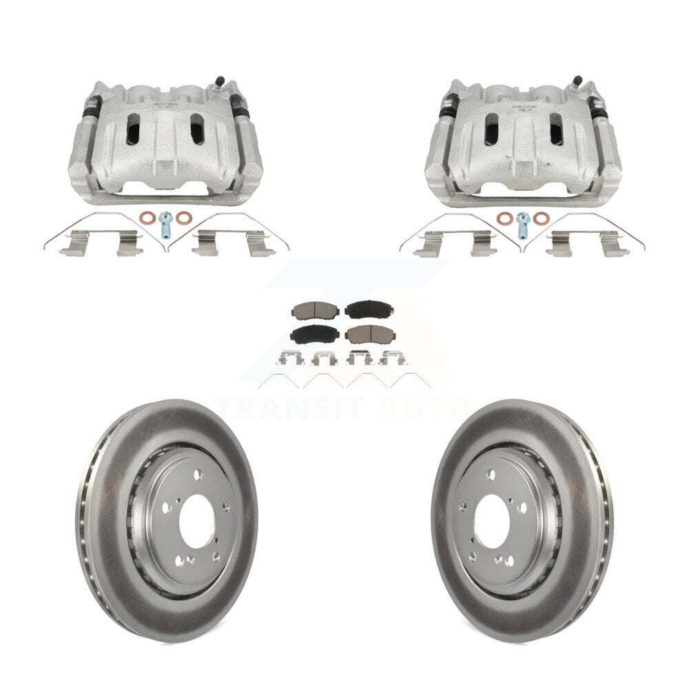 Front Disc Brake Caliper Coated Rotors And Ceramic Pads Kit For 2015-2017 Honda Odyssey KCG-101109C