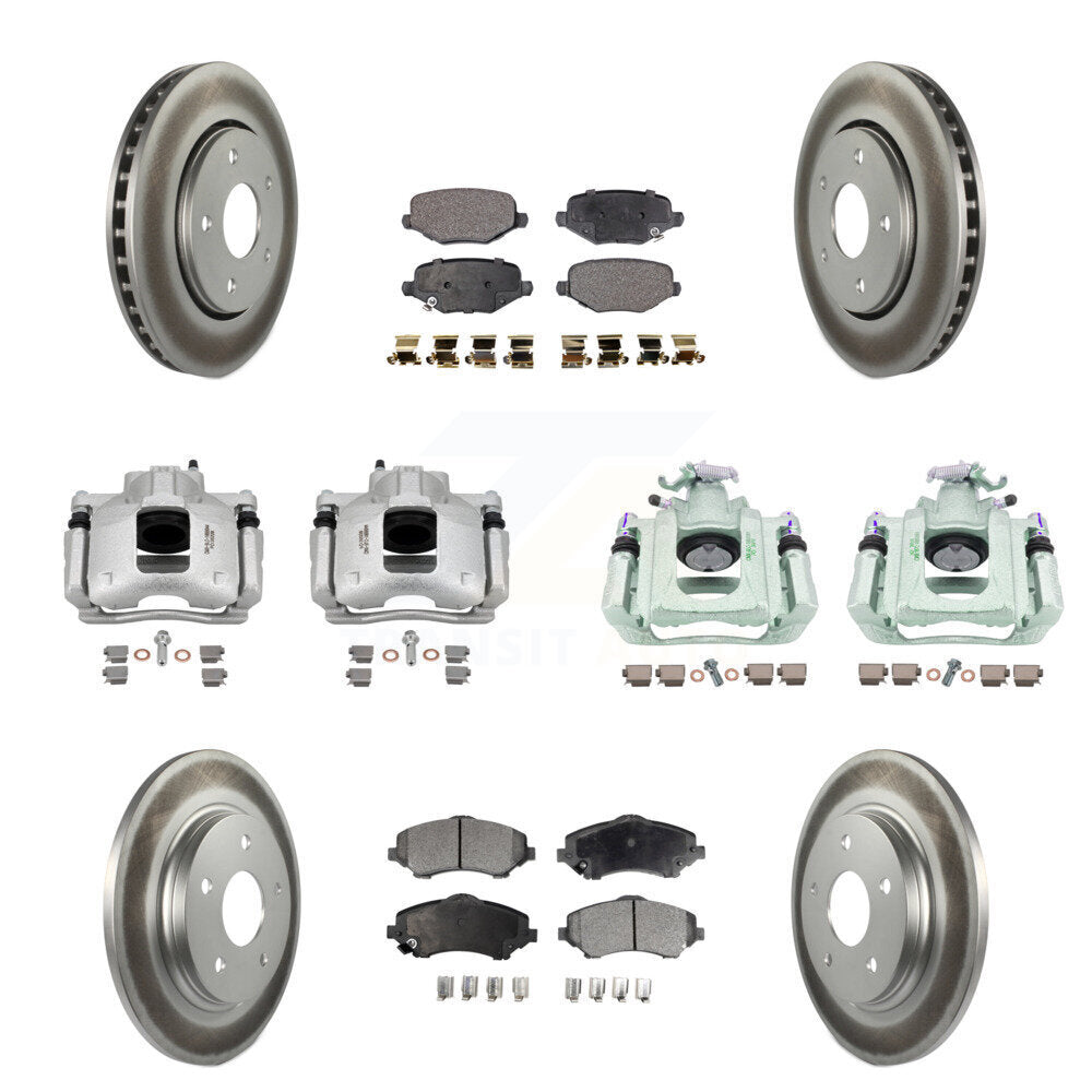 Front Rear Disc Brake Caliper Coated Rotors And Ceramic Pads Kit (10Pc) For Ram C/V KCG-101109T