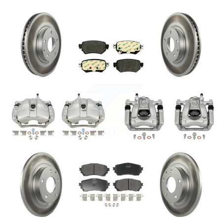 Front Rear Disc Brake Caliper Coated Rotors And Semi-Metallic Pad Kit (10Pc) For Mazda 6 KCG-101112P