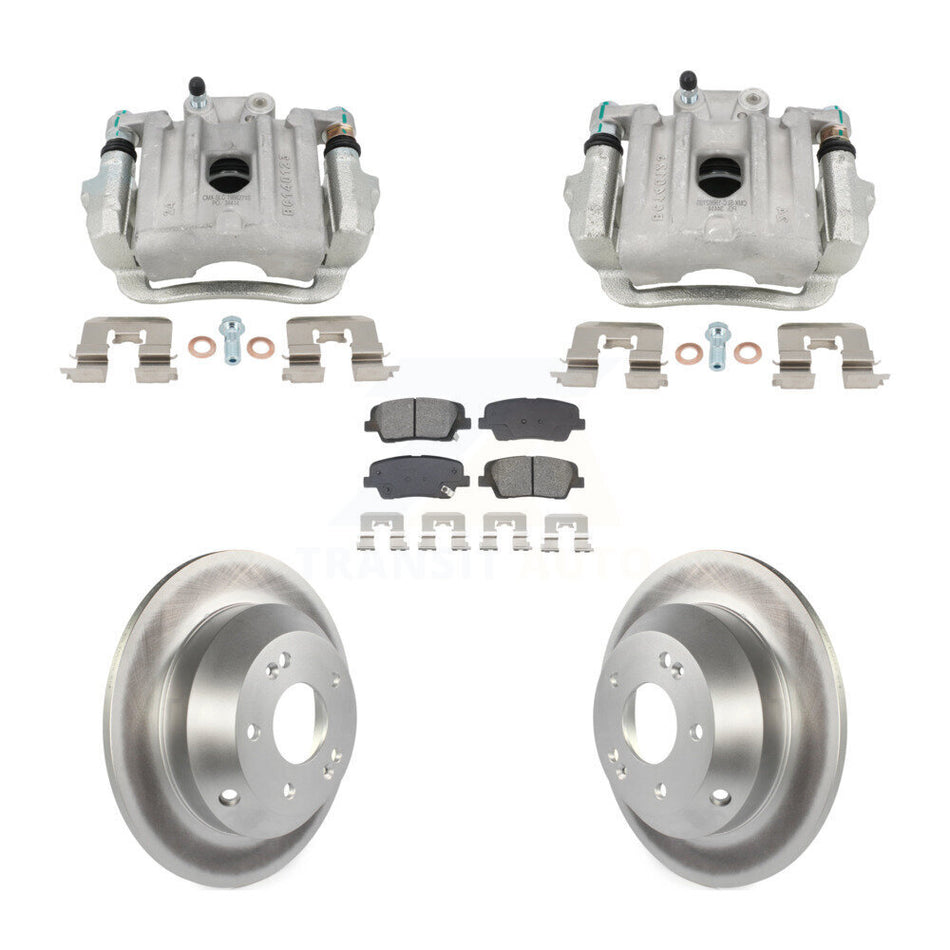 Rear Brake Caliper Coat Rotors & Semi-Metallic Pad Kit For Hyundai Santa Fe Sport Kia XL KCG-101113S