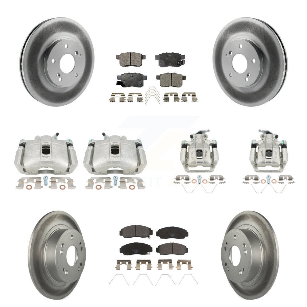 Front Rear Brake Caliper Coat Rotors & Ceramic Pad Kit (10Pc) For Honda Accord Acura TSX KCG-101113T
