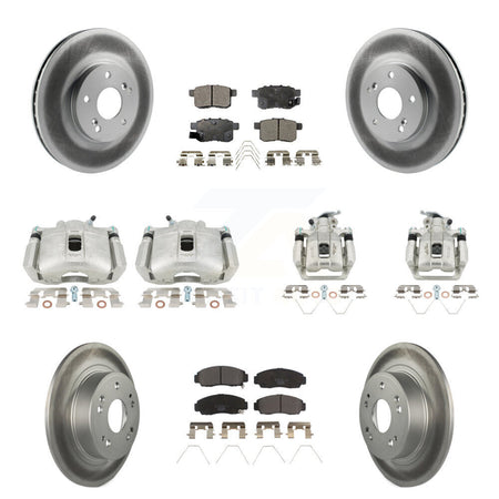 Front Rear Brake Caliper Coat Rotors & Ceramic Pad Kit (10Pc) For Honda Accord Acura TSX KCG-101113T